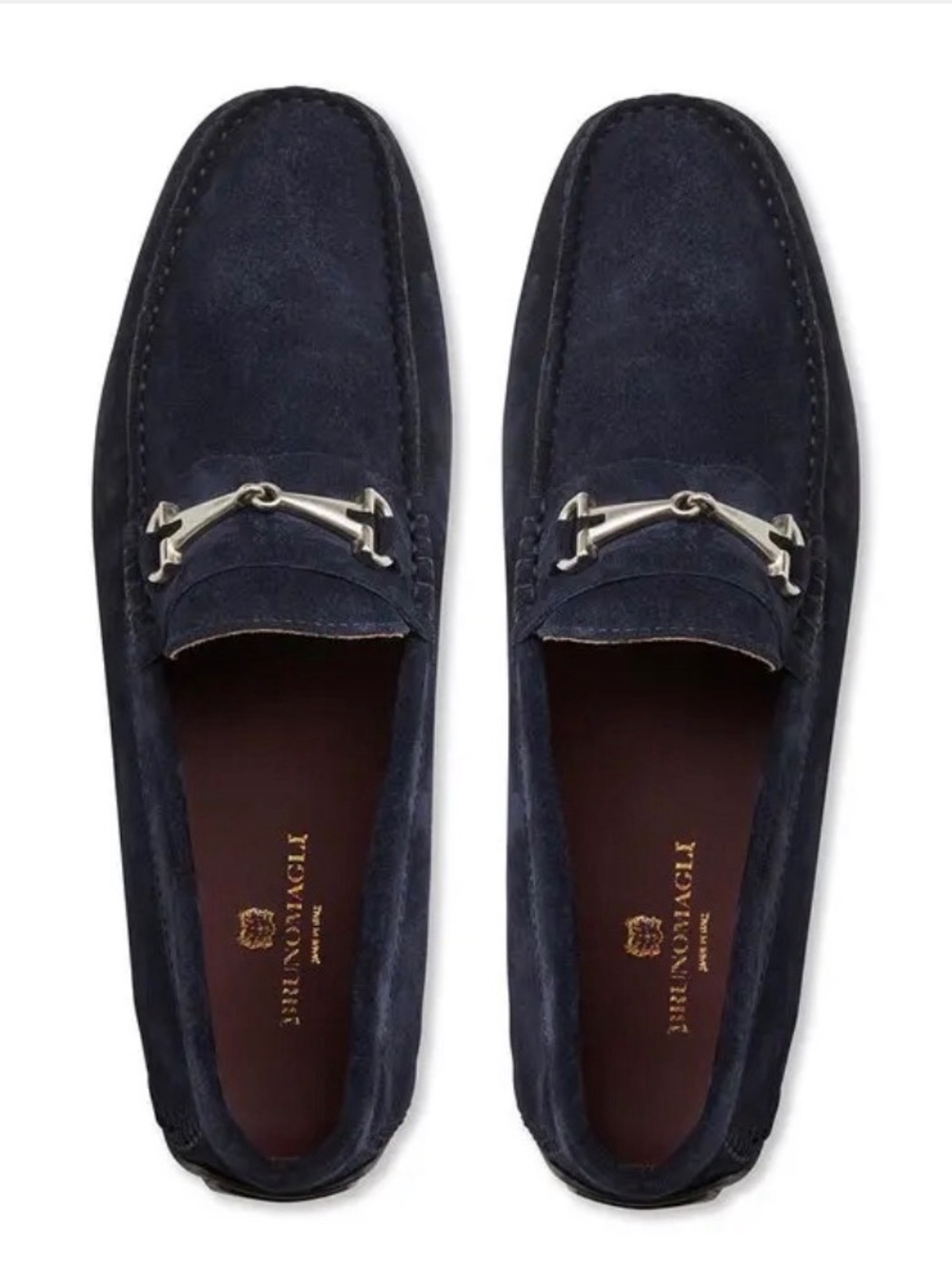 Bruno Magli Navy Suede Horsebit Loafers